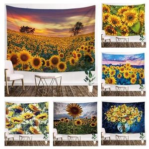 Sunflower Tapestry Wall Hanging Polyester Brushed Fabric Oil Painting Floral Wall Art For Bedroom Living Room Dorm Home Decor