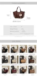 Detaillierte Größentabelle für die Bucket Bag mit Lychee-Muster, Maßen und Materialangaben