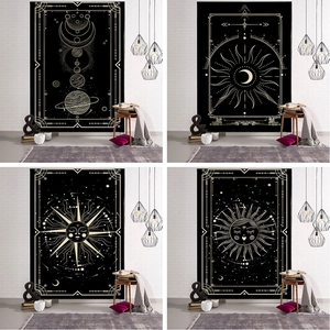 Tarot Astrology Wall Tapestry Brushed Polyester Digital Print Moon Phase Bohemian Mandala Celestial Wall Hanging Decor