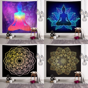 Arazzo da Parete Mandala Boemo Poliestere Microfibra Zen Yoga Meditazione Buddha Loto Stampa Panno Sfondo Decorativo per Soggiorno Camera da Letto