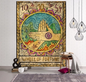 Vintage Wheel of Fortune tarot tapestry wall hanging for Nordic home decoration