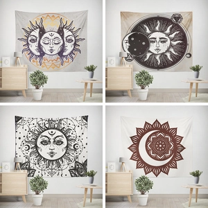 Mystical Sun and Moon Star Tapestry Bohemian Mandala Wall Hanging Polyester Fabric Tapestry For Living Room Bedroom Home Decor