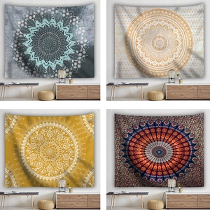 Tapiz Bohemio de Mandala para Colgar en la Pared Poliéster Tela Cepillada Estampado Étnico Decoración para Dormitorio Sala de Estar