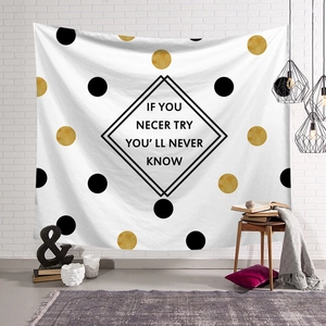 Nordic wall tapestry with gold dots and motivational quote for home bedroom decor