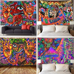 Psychedelic Art Tapestry Polyester Wall Hanging For Bedroom Living Room Mushroom Landscape Surrealism Aesthetic Home Decor