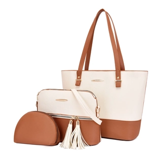Ensemble de 3 sacs à main pour femmes comprenant un cabas et une bandoulière beige