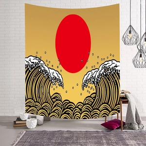 Japanese Ukiyo-e Great Wave Wall Tapestry Polyester Print Kanagawa Sunset Art Hanging Cloth For Living Room Bedroom Decor