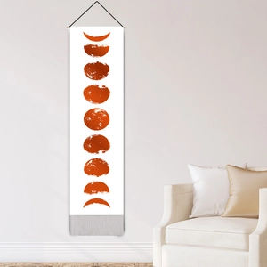 Phases of the Moon tapestry with wooden frame and tassels for wall decoration