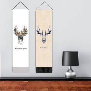 Modernes Hirsch-Wandteppich-Set mit Quasten für Flur- und Wohnzimmerdekoration