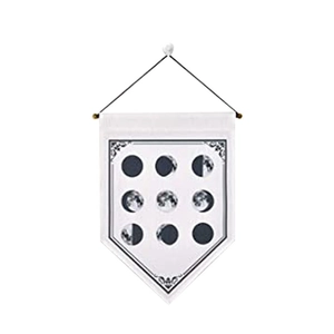 Bohemian canvas wall banner featuring nine vintage moon phase phases on white shield flag