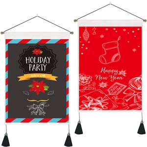 Cartoon Santa Christmas wall hanging tapestry set for holiday party home decoration