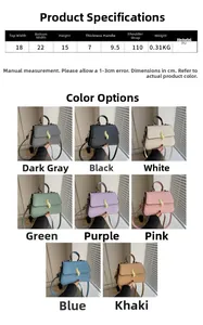 Tableau des tailles et choix de couleurs pour sac bandoulière vintage en cuir PU souple
