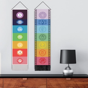 Nordic Chakra Meditation Wandteppiche aus Baumwolle und Leinen mit dekorativen Quasten