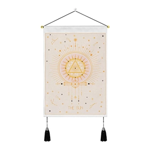 Bohemian sun and moon wall tapestry with tassel and rod for home wall decoration