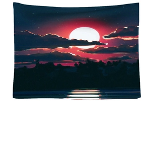 Astronaut space sunset ocean scenery wall tapestry for home interior decoration