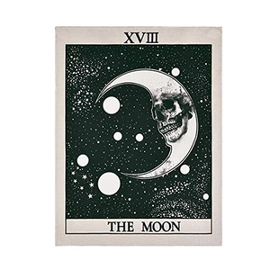 Three-piece bohemian sun and moon tapestry set featuring tarot the moon starry sky wall art