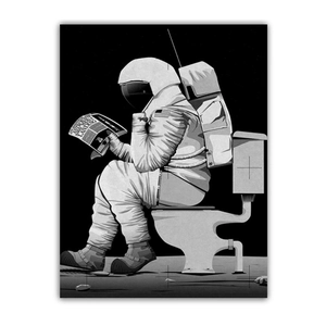 Modern black and white astronaut sitting on toilet wall tapestry home decoration