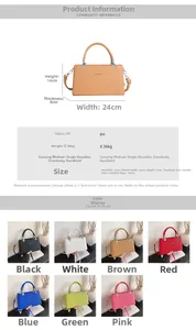 Detailed size specifications for the stylish macaron small box bag in seven colors