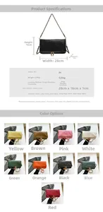 Especificaciones de tamaño detalladas y opciones de color para el bolso de hombro