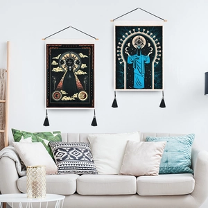Set di arazzi da parete boho tarot con fasi lunari e occhio della provvidenza