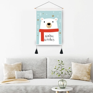 Tapisserie de Noël ours polaire mignon pour décoration de maison et chambre d'enfant