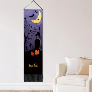 Halloween ghost moon party tapestry with custom text for wall decoration