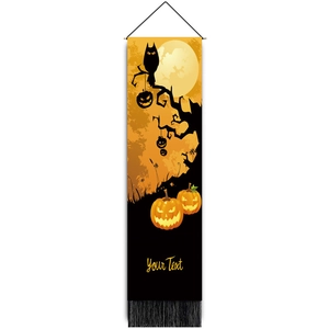 Halloween ghost pumpkin garden banner with moon and custom text hanging decoration