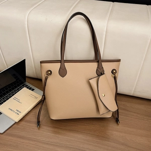Grand Sac Fourre-Tout Et Pochette Cuir PU Grain Litchi Sac À Main Minimaliste Rétro Sac À Épaule Pour Femmes