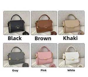 Seis colores de bolsos vintage con textura de lichi y herrajes dorados tipo M