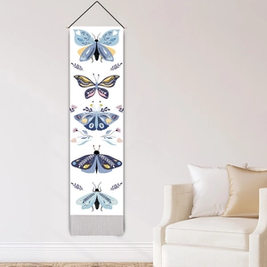 Bohemian colorful butterfly wall tapestry with tassels for living room decor