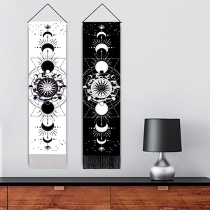 Bohemian sun and moon eclipse wall tapestry with tassels for home decor hanging