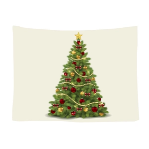 Nordic Christmas tree tapestry wall hanging with festive red and gold ornaments
