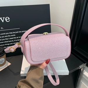 Sac Boîte à Paillettes Scintillantes pour Femmes Sac Bandoulière de Luxe Avec Poignée et Fermoir en Métal Sac à Main Carré de Soirée Élégant