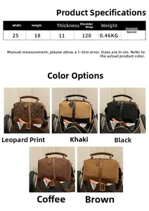 Detailed size chart and dimensions overview for this stylish vintage crossbody handbag