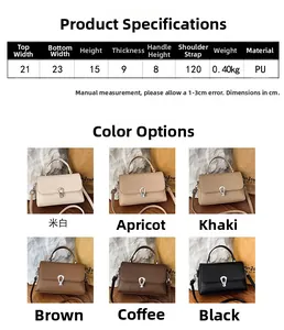 Guida alle taglie per borsa retrò in pelle PU con dimensioni e sei opzioni di colore