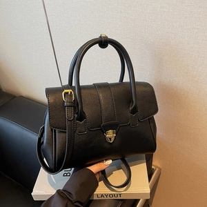 Women Crossbody Bag PU Leather Top Handle Handbag Fashion Commute Flap Square Tote With Gold Lock Messenger Purse