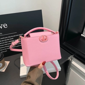 Fashion Women PU Leather Bucket Bag Elegant Solid Color Handbag With Metal Buckle Crossbody Shoulder Bag For Commute Daily