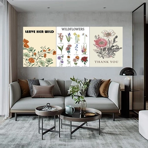 Set di 3 stampe murali botaniche con fiori hawaiani e disegni di fiori selvatici