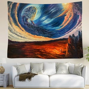 Modern Nordic starry sky tapestry with lion nebula design for bedroom and living room wall art