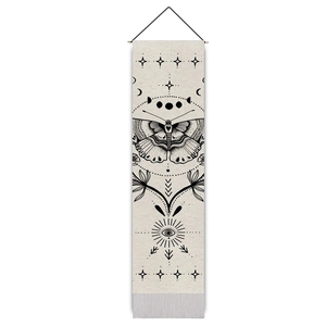 Vintage butterfly wall tapestry with celestial moon phases and mystical moth design