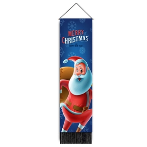 Bannière murale verticale du Père Noël avec pompons et décor de flocons de neige