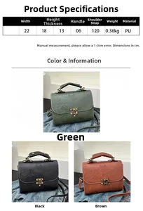 Detailed size specifications and dimensions for the embossed PU leather crossbody bag
