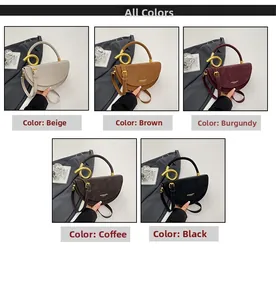 Detailed collection of five stylish leather saddle bags with gold twisted ring hardware