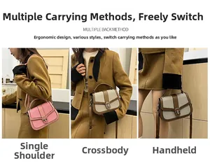 Detailed views of vintage flap bag showing shoulder, crossbody, and handbag carrying styles