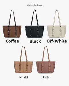 Litchi pattern tote bags displayed in brown, black, white, khaki, and dusty rose colors
