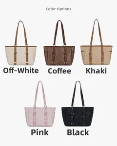 Detailed display of vintage tote bags in five colors with distressed leather texture