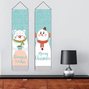 Lot de tapisseries de Noël avec ours polaire et bonhomme de neige pour décor mural