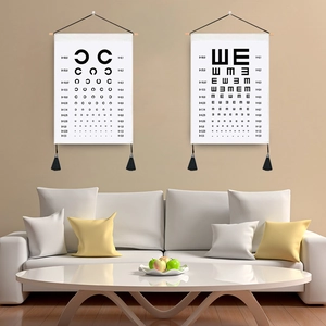 Eye Chart Wall Hanging Tapestry Cotton Polyester Canvas With Wood Rod And Tassels Home Decor Snellen Landolt C