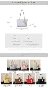 Detailed size specifications and comparison of 7 vibrant colors for the vintage tote bag