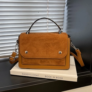 Retro Splicing PU Leather Small Square Crossbody Bag For Women Fashion Simple Shoulder Handbag With Adjustable Strap